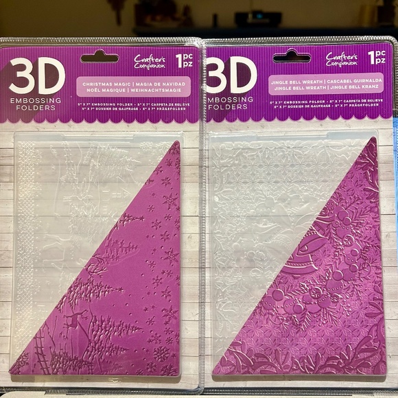 2 Crafter's Companion Christmas Magic Jingle Bell Wreath Embossing Folders  NEW - Picture 1 of 4